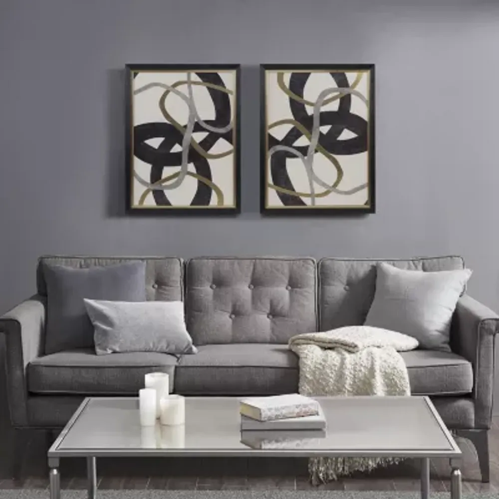 Madison Park Moving Midas Gold Foil Abstract Framed 2-pc. Canvas Art