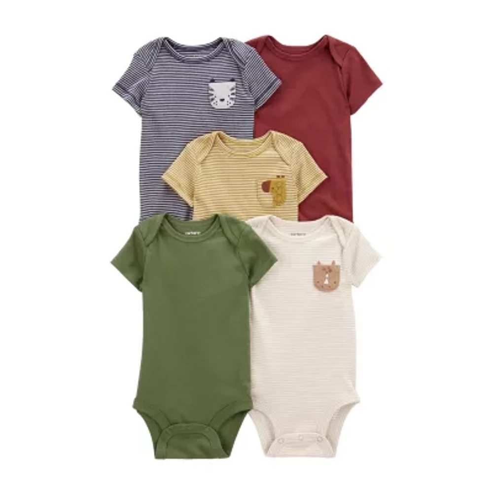 Carter's Baby Boys Crew Neck Short Sleeve Rib 5-pc. Bodysuit