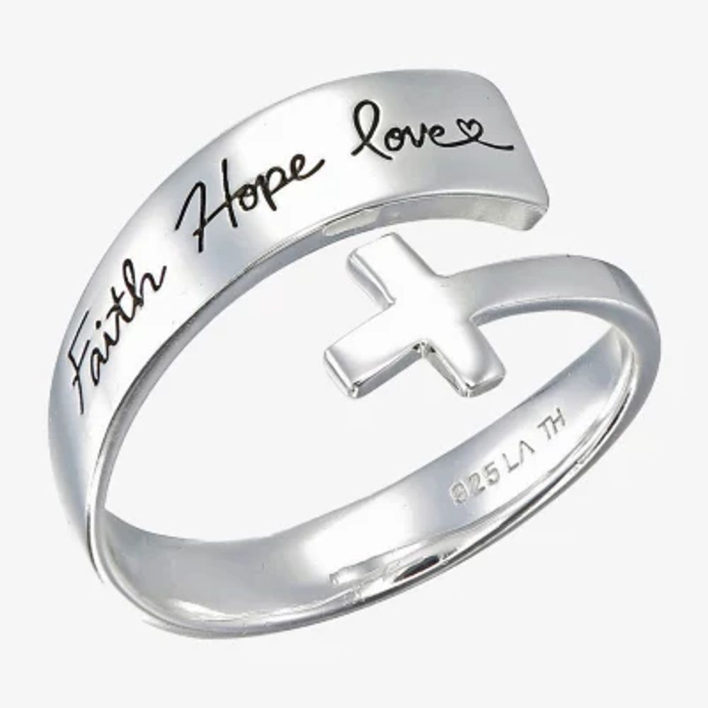Footnotes Faith Womens Sterling Silver Cross Bypass Band