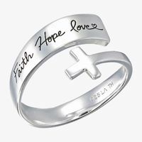 Footnotes Faith Womens Sterling Silver Cross Bypass  Band