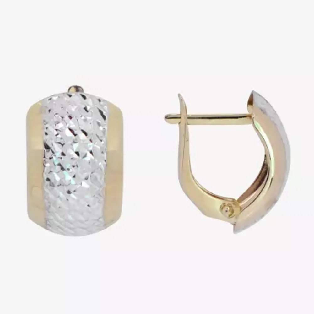 Womens 14K Two Tone Gold 15mm Hoop Earrings