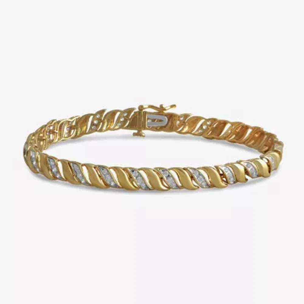 Womens 14K Gold Over Silver 7.25 Inch Link Chain Bracelet
