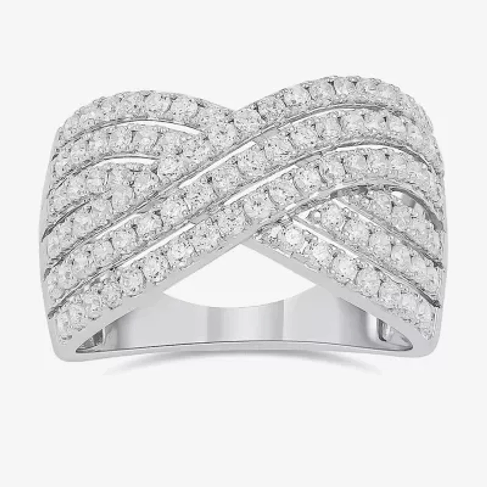 Womens 1 CT. T.W. Lab Grown White Diamond Sterling Silver Band