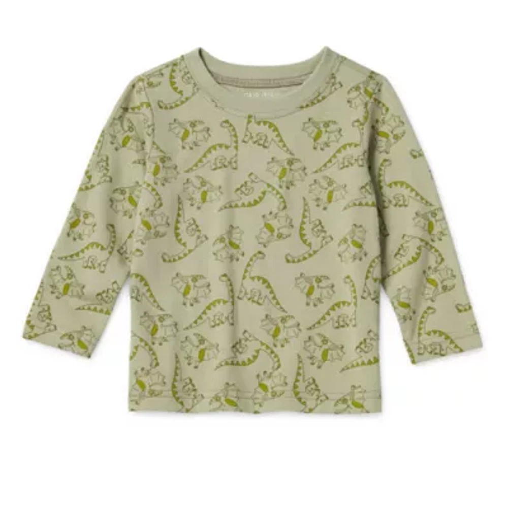 Okie Dokie Baby Boys Crew Neck Long Sleeve Regular Fit Graphic T-Shirt