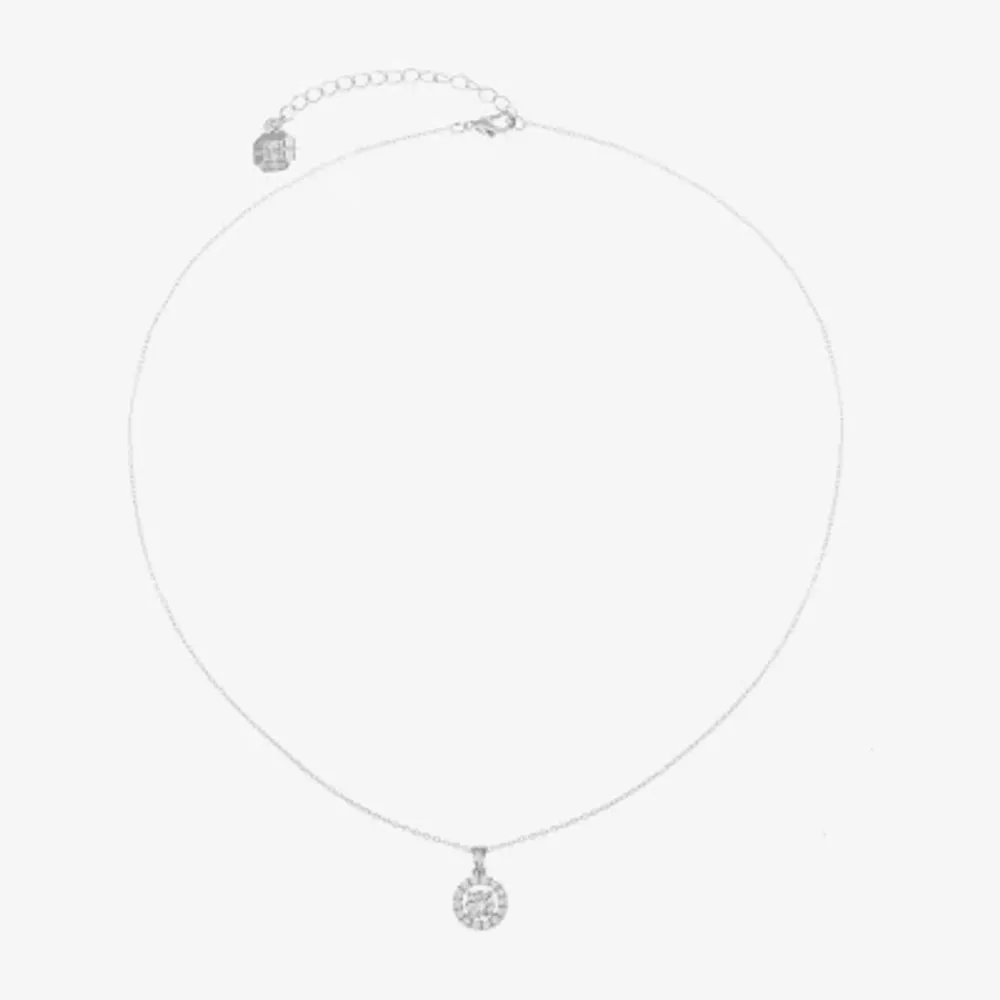 Monet Jewelry Silver Tone Womens Cubic Zirconia Round 17 Inch Pendant Necklace