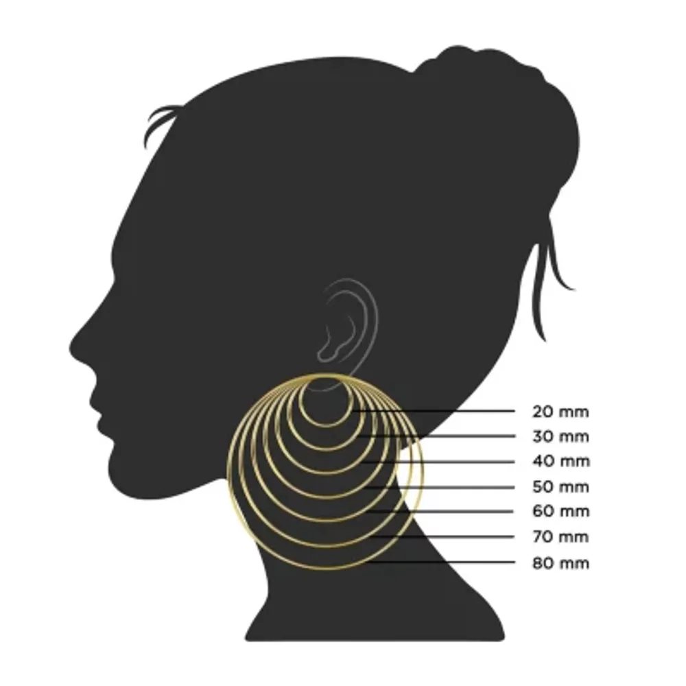 Womens Sterling Silver 50.8mm Hoop Earrings