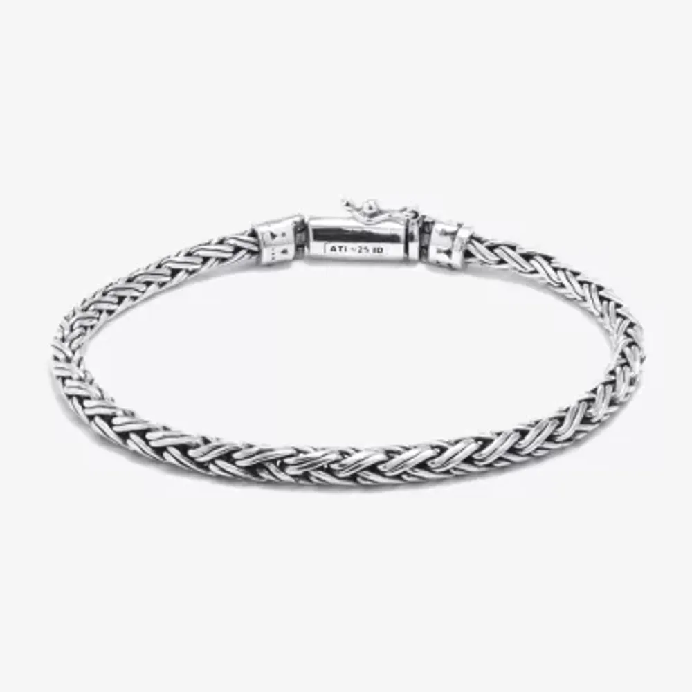 Bali Inspired Womens Sterling Silver Semisolid Byzantine Chain Bracelet