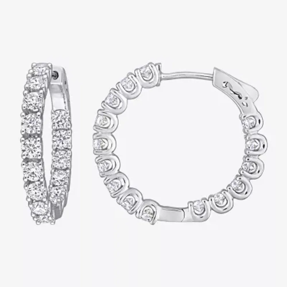 Womens 3 CT. T.W. Lab Created White Moissanite Sterling Silver 24.8mm Hoop Earrings