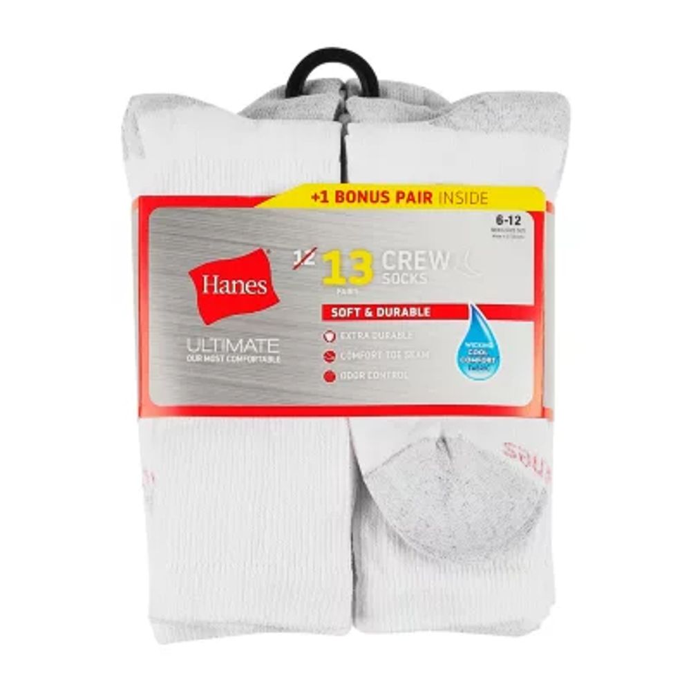 Hanes Ultimate Bonus Pack Mens 13 Pair Crew Socks