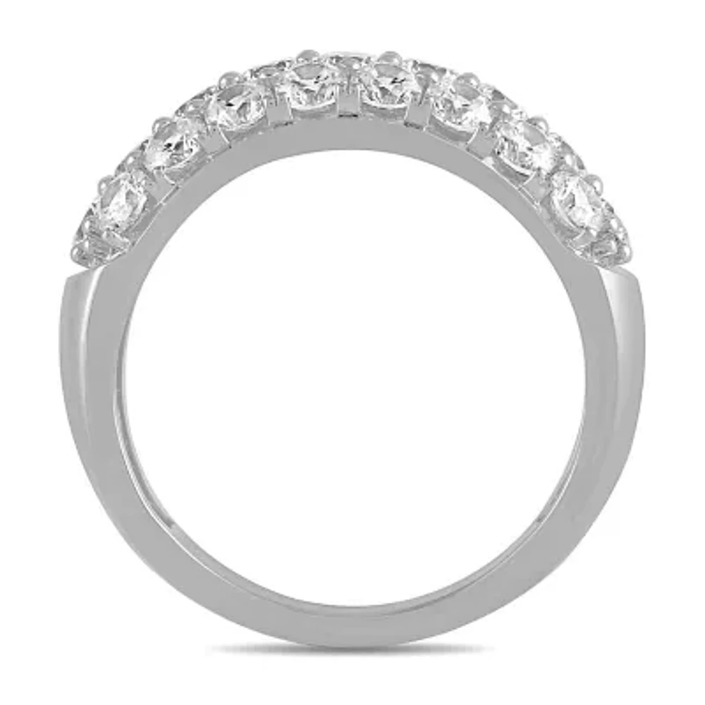 Womens 2 CT. T.W. Lab Grown White Diamond Sterling Silver Cluster Cocktail Ring