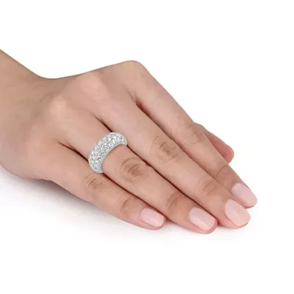 Womens 2 CT. T.W. Lab Grown White Diamond Sterling Silver Cluster Cocktail Ring