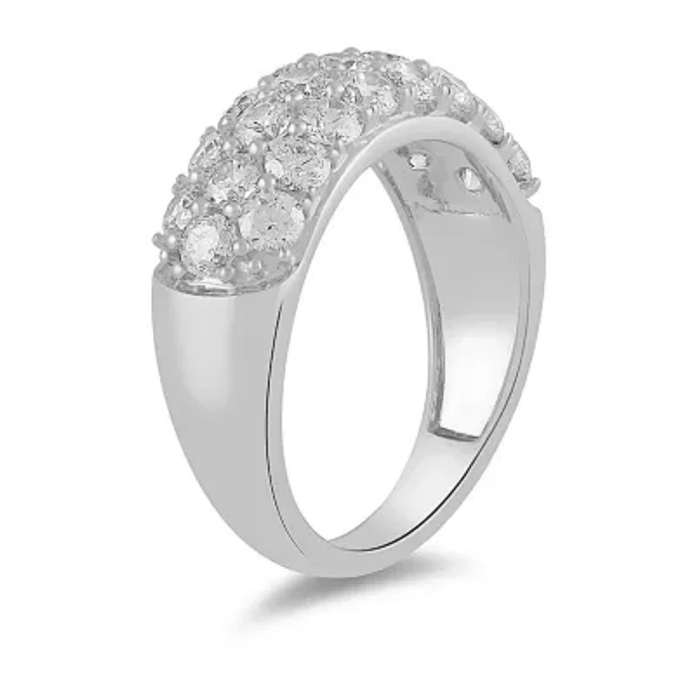 Womens 2 CT. T.W. Lab Grown White Diamond Sterling Silver Cluster Cocktail Ring