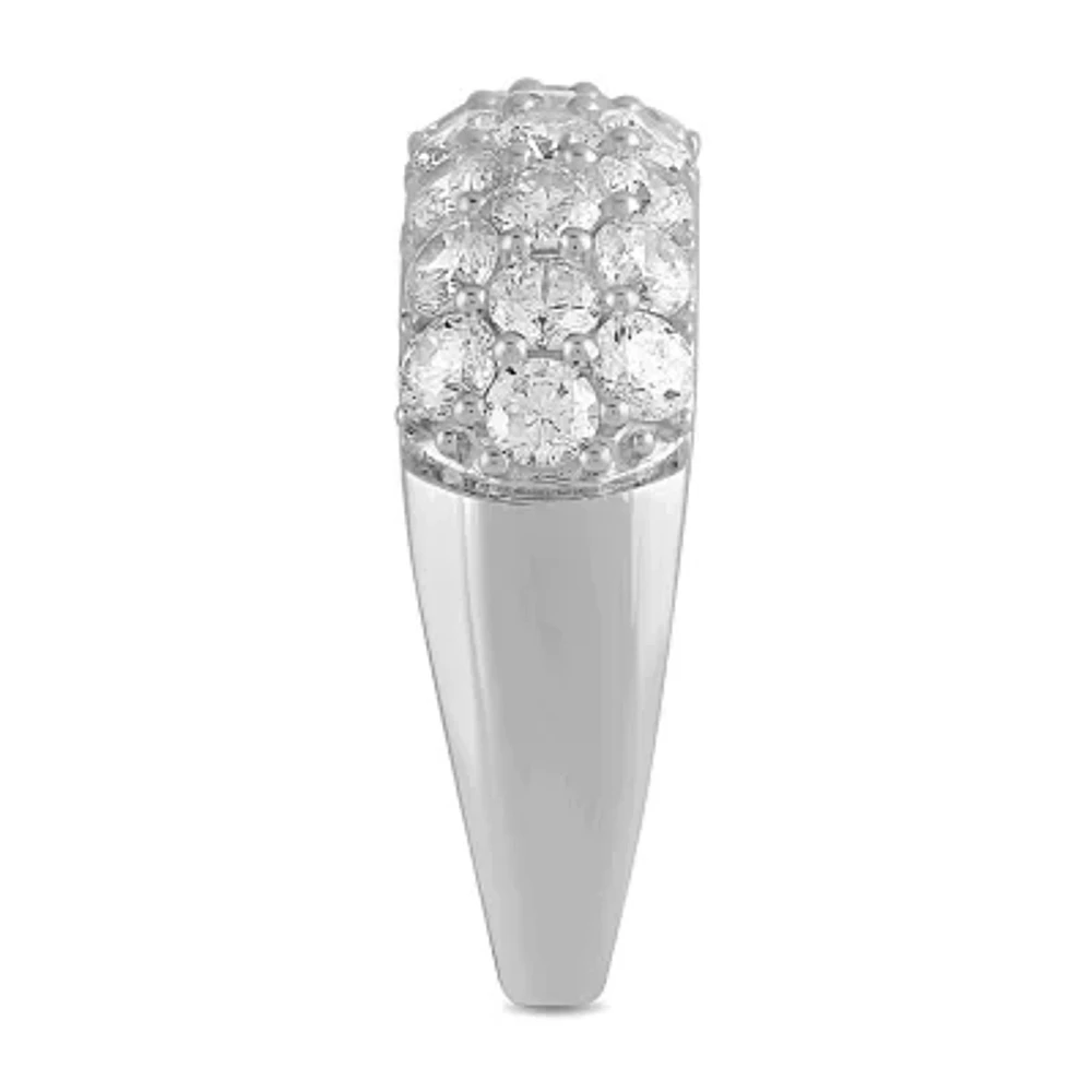 Womens 2 CT. T.W. Lab Grown White Diamond Sterling Silver Cluster Cocktail Ring