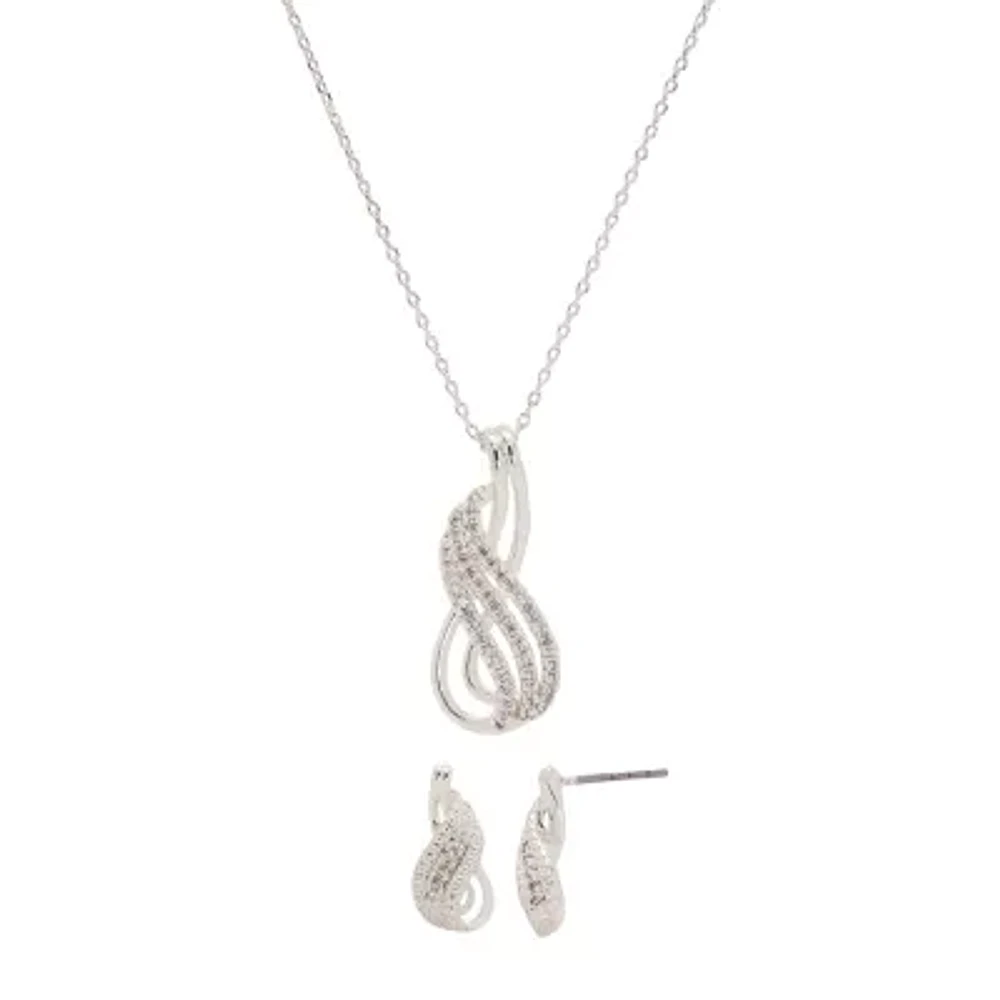 Sparkle Allure Womens White Cubic Zirconia Pure Silver Over Brass Infinity 2-pc. Jewelry Set
