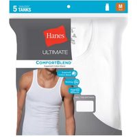 Hanes Ultimate Comfortblend Mens U Neck Sleeveless 5 Pack Tank