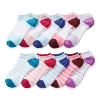 Thereabouts Little & Big Kid Girls Multi-Pack 10 Pair Low Cut Socks