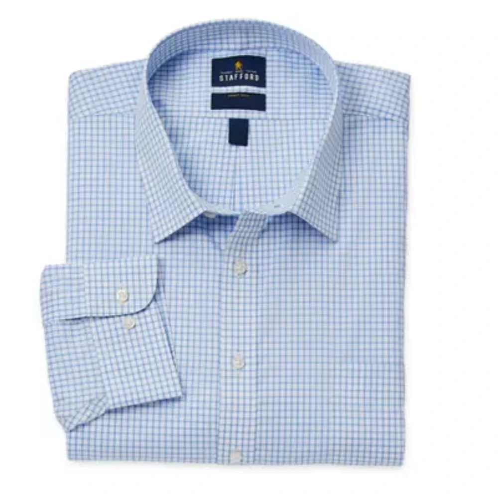 Stafford Smart Tech Mens Big & Tall Regular Fit Stretch Fabric Wrinkle Free Long Sleeve Dress Shirt