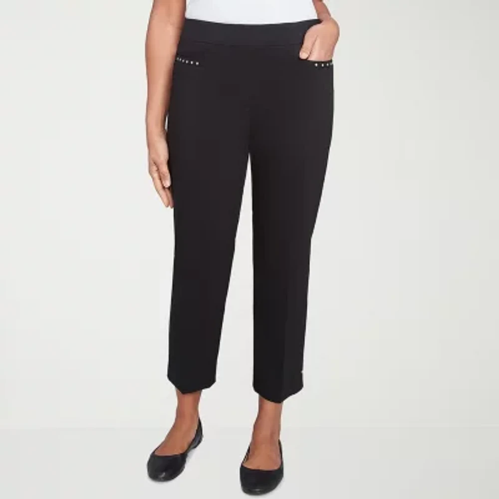 Alfred Dunner Natural Instinct Womens Stretch Fabric Straight Ankle Pant