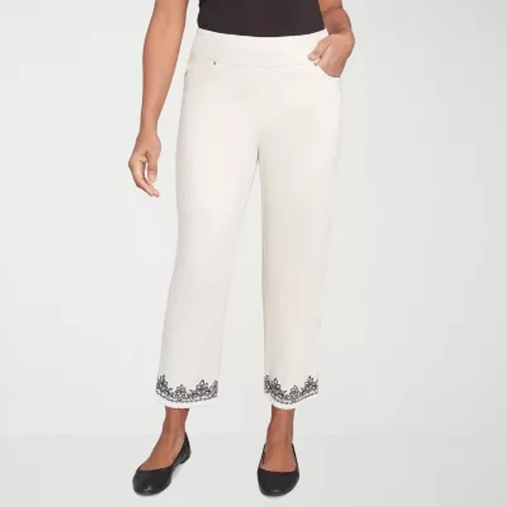 Alfred Dunner Natural Instinct Womens Stretch Fabric Straight Ankle Pant
