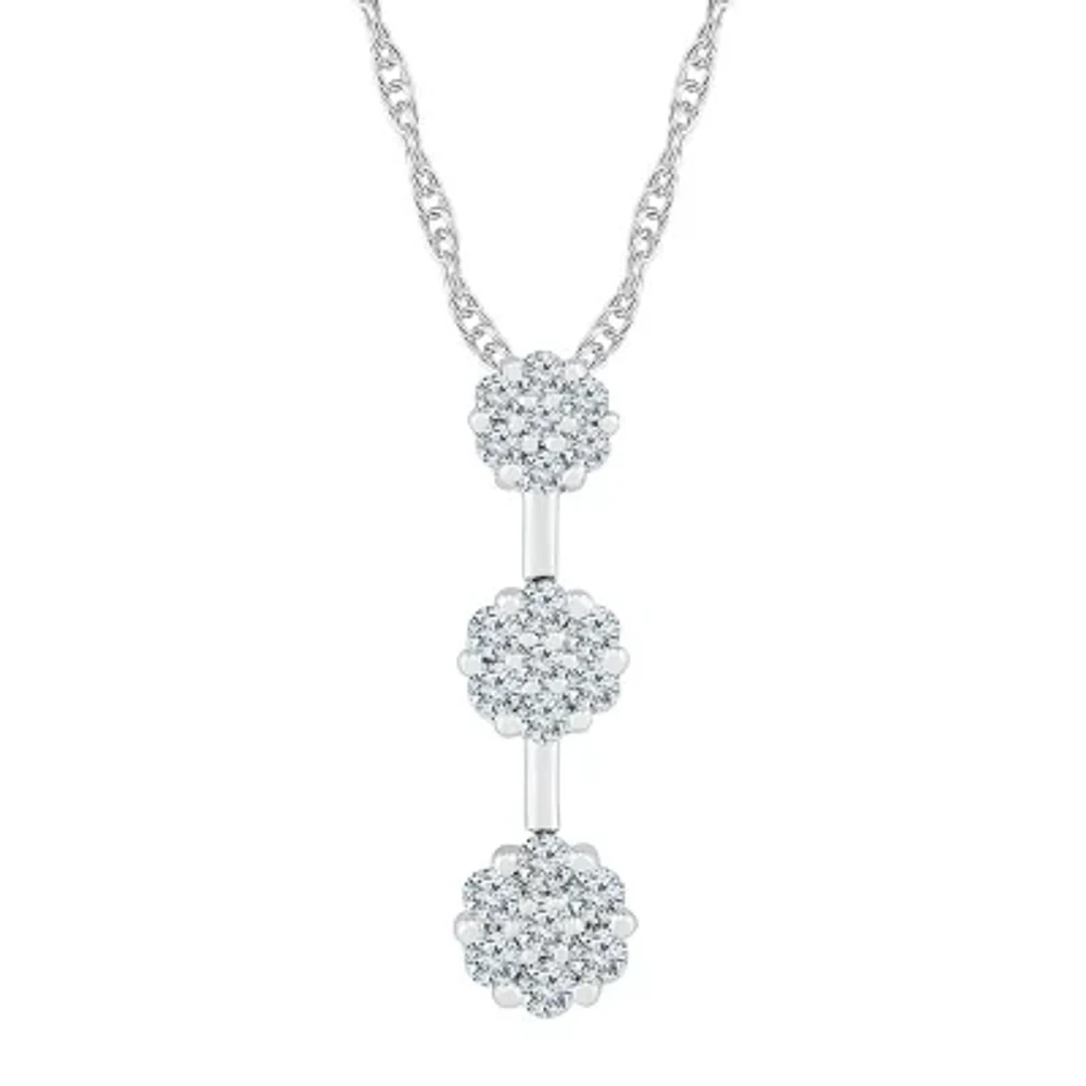 Linear Womens 1/2 CT. T.W. Natural White Diamond 10K White Gold 18 Inch Pendant Necklace