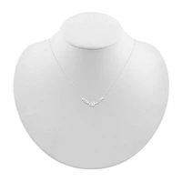 Womens White Diamond Sterling Silver 18 Inch Chevron Necklace