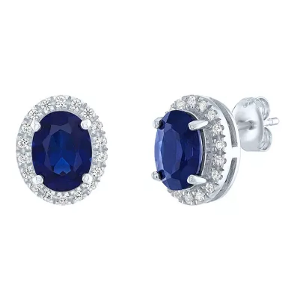Lab Created Blue Sapphire Sterling Silver 11.5mm Stud Earrings