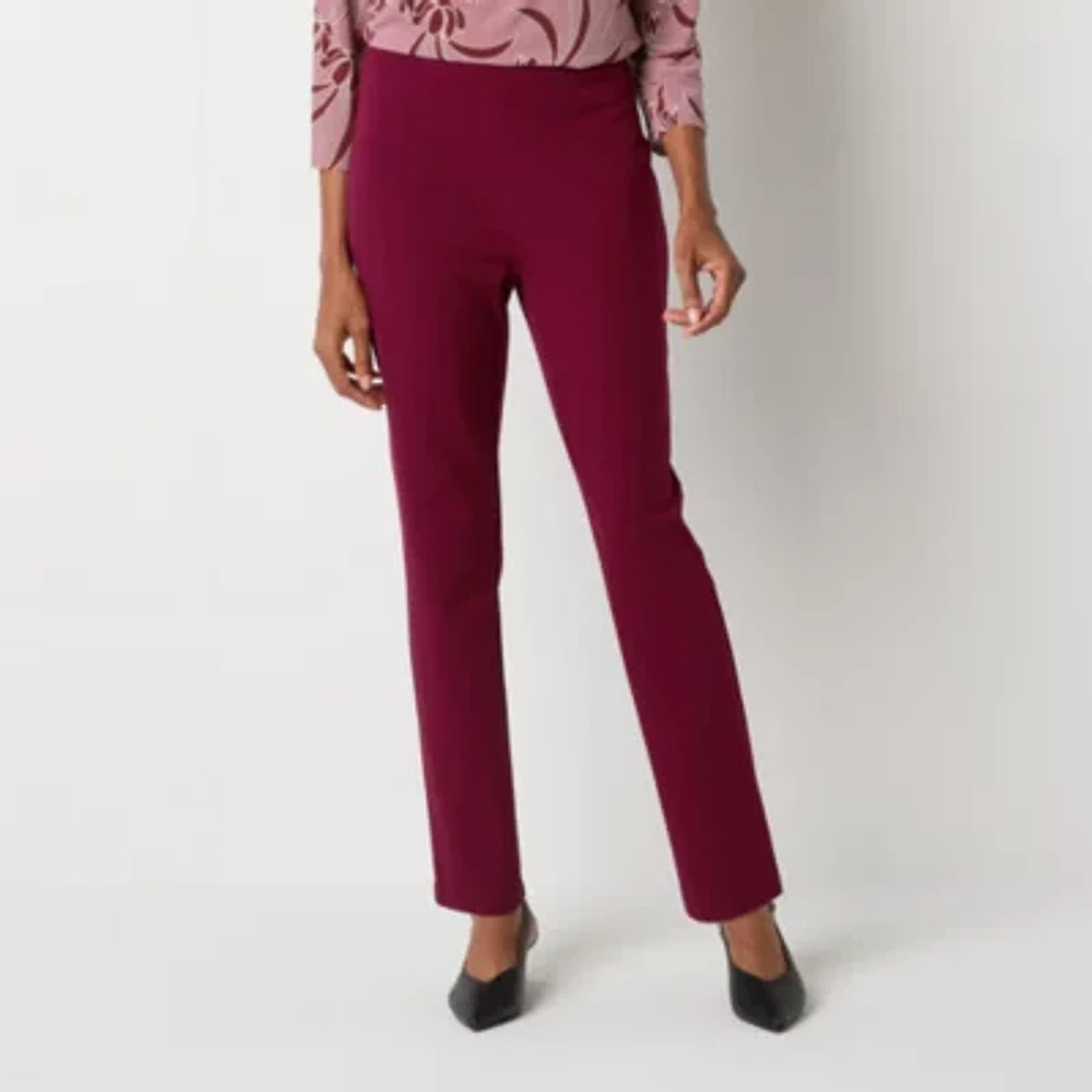Liz Claiborne Alexis Ponte Womens Straight Mid Rise Pull-On Pant