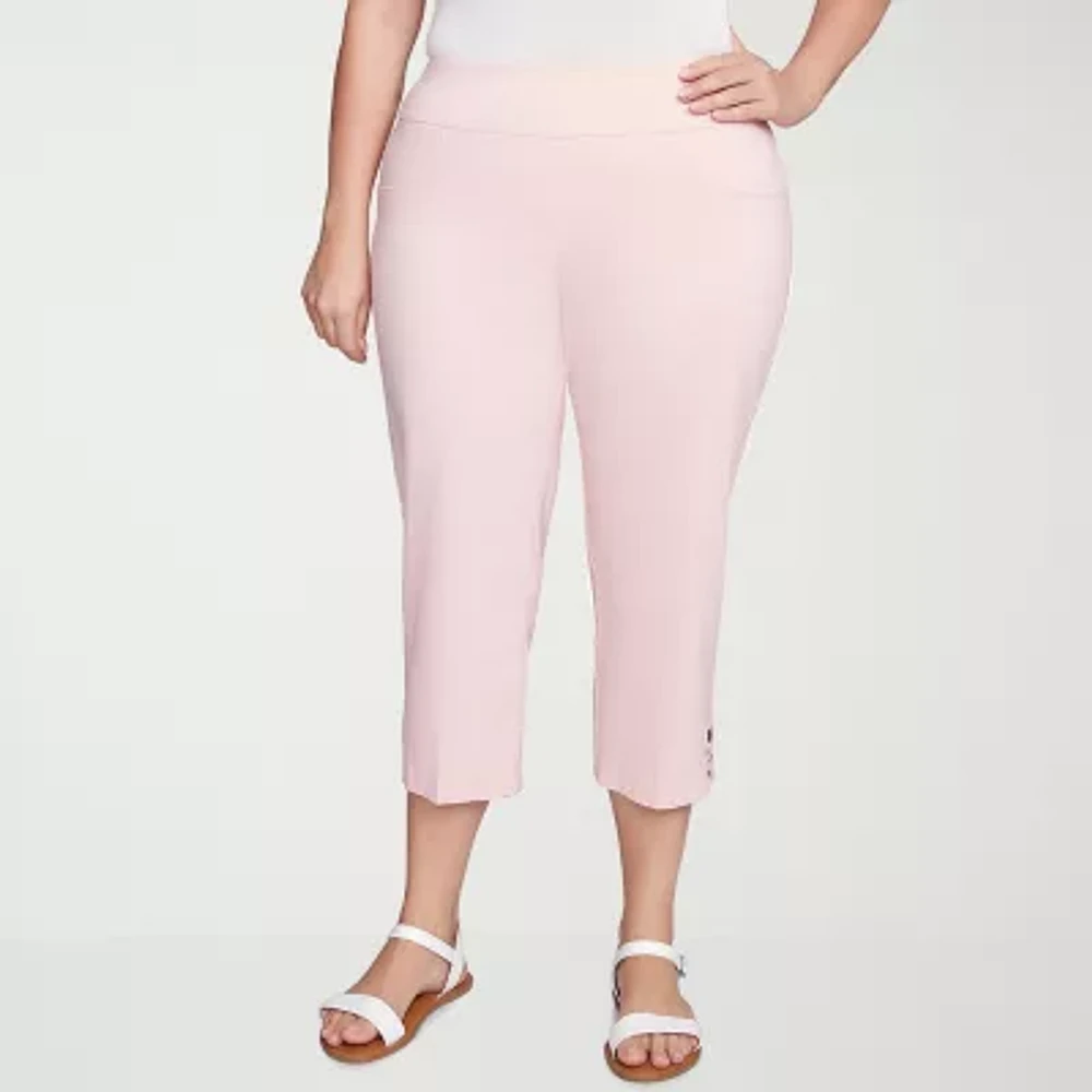 Hearts Of Palm Womens Straight Mid Rise Plus Capri Pant