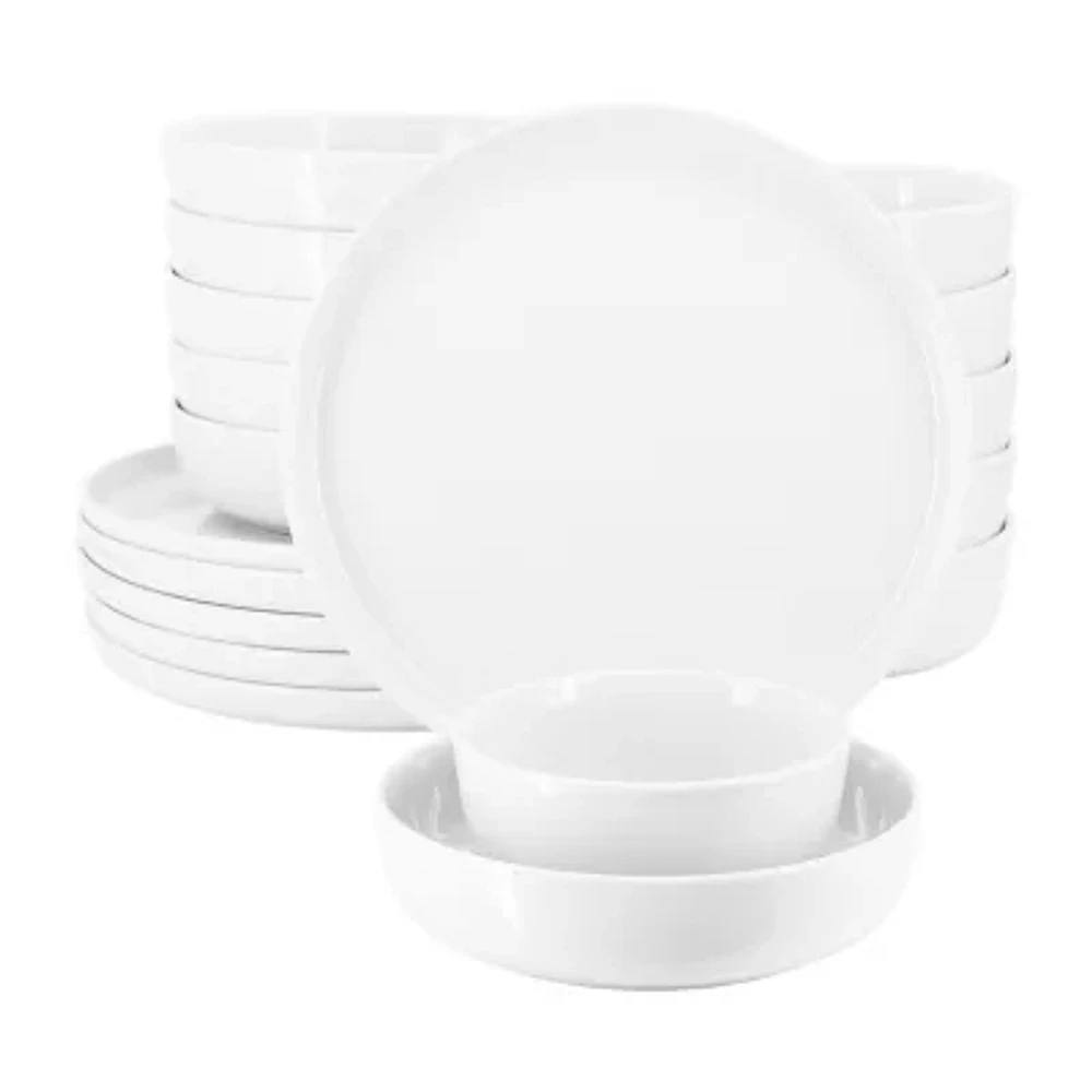 Elama Duncan 18 Piece White 18-pc. Porcelain Dinnerware Set
