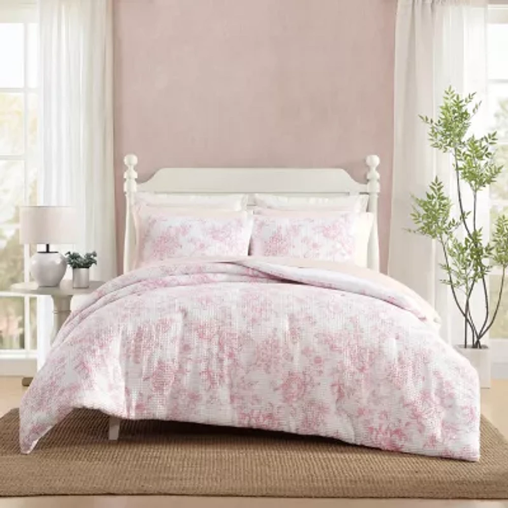 Laura Ashley Delphine Poly Waffle Midweight Comforter Set