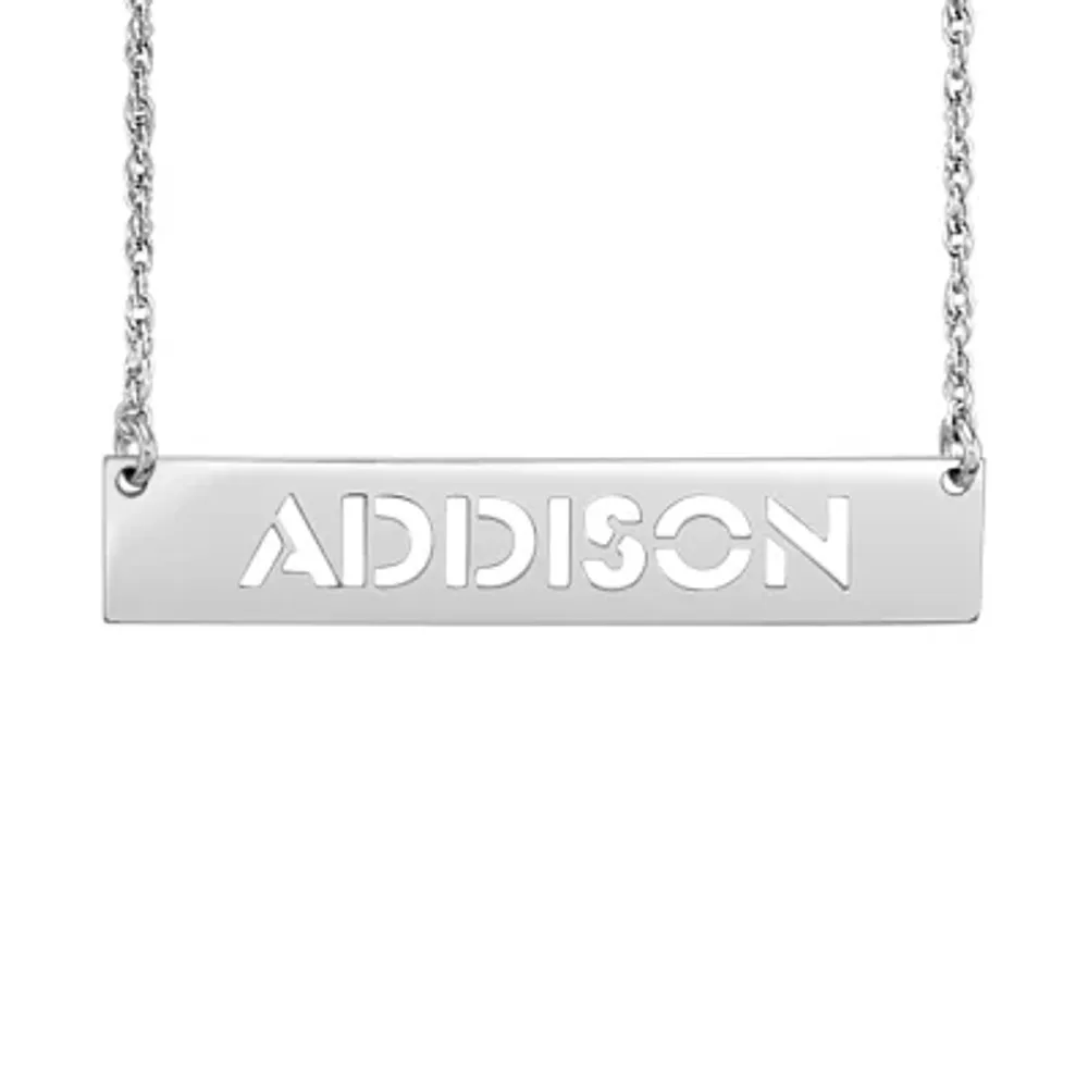 Personalized Womens Sterling Silver Bar Name Necklace