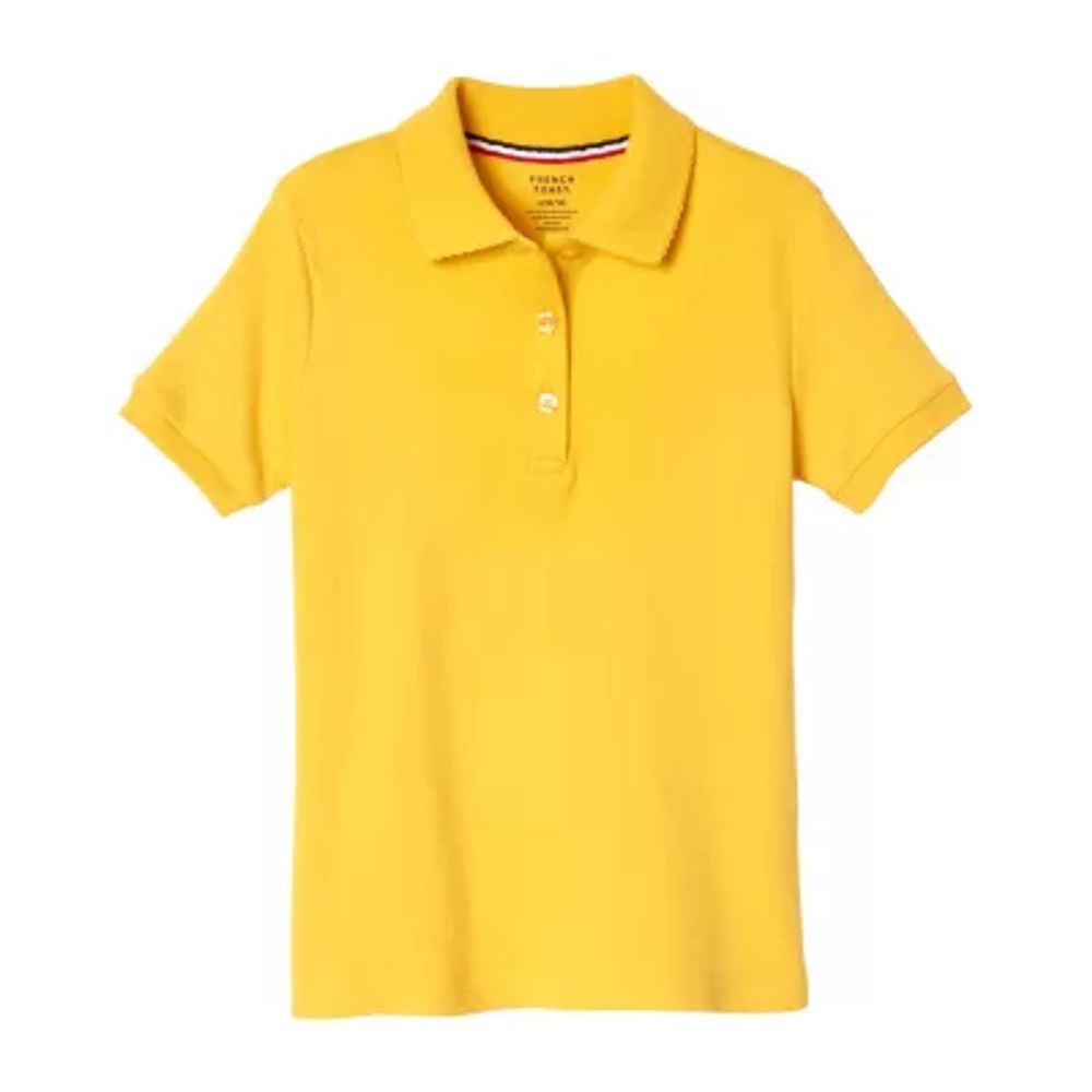 French Toast Big Kid Girls Short Sleeve Slim Fit Stretch Fabric Plus Polo Shirt