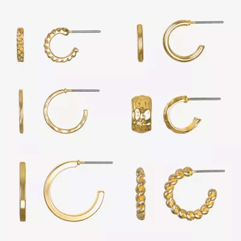 Bijoux Bar Delicates Gold Tone Womens 6 Pair Earring Set