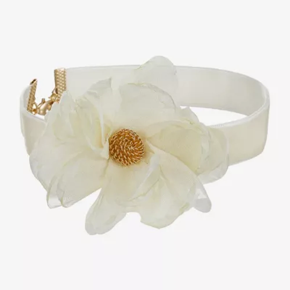 Bijoux Bar Freeform Womens Flower 12 Inch Choker Necklace