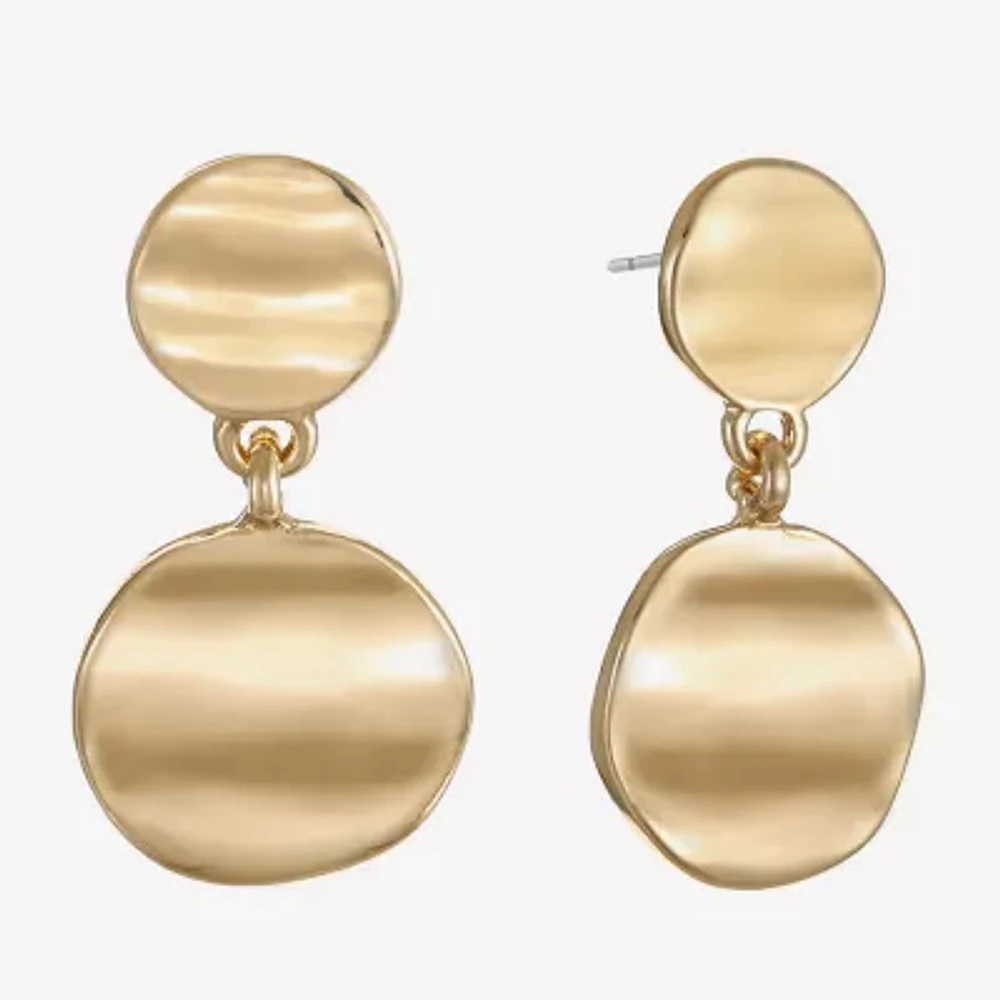 Liz Claiborne Hammered Womens Round Hypoallergenic Drop Earrings