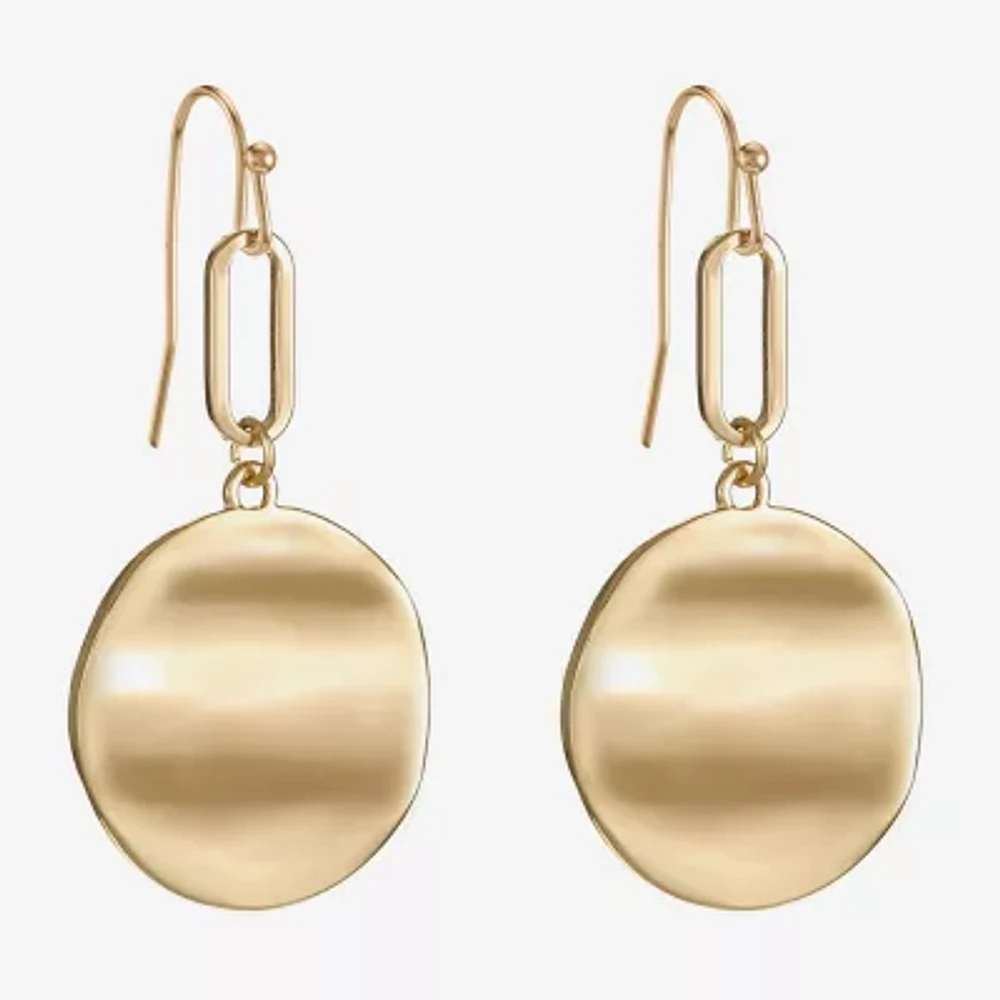 Liz Claiborne Hammered Womens Round Drop Earrings