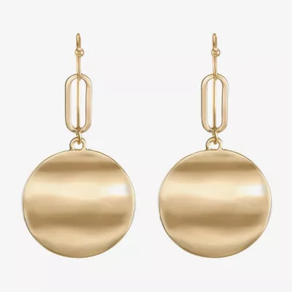 Liz Claiborne Hammered Womens Round Drop Earrings