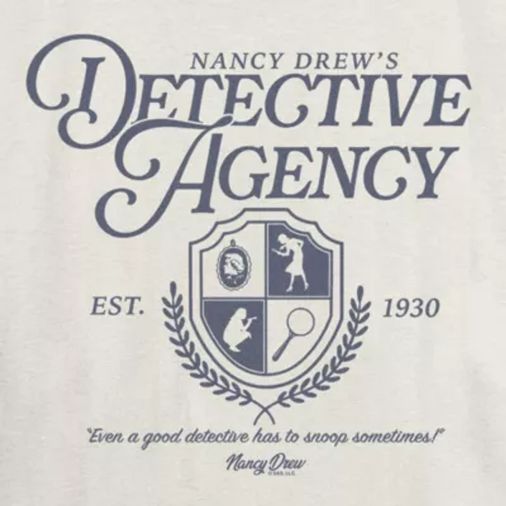 Nancy Drew Detective Agency Tee Womens Crew Neck Short Sleeve Regular Fit Juniors Graphic T-Shirt