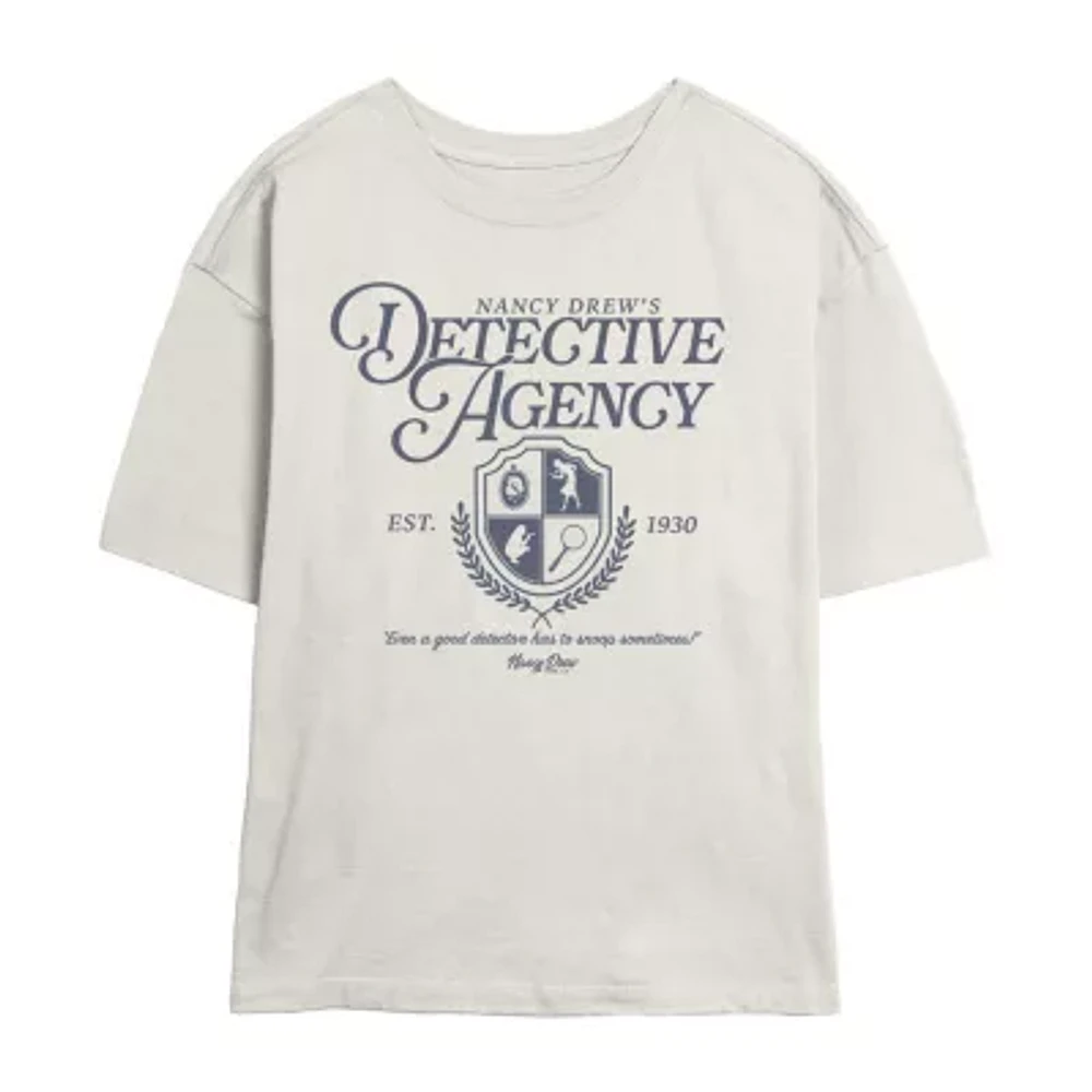 Nancy Drew Detective Agency Tee Womens Crew Neck Short Sleeve Regular Fit Juniors Graphic T-Shirt