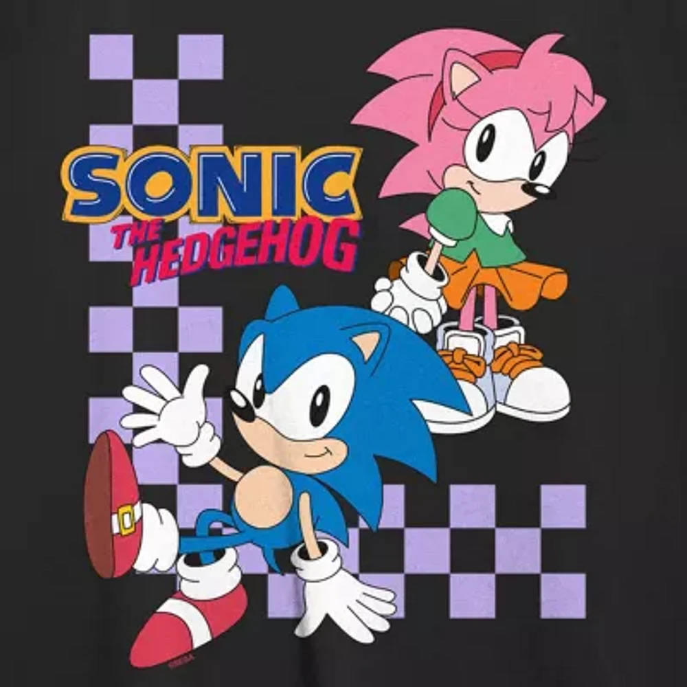 Womens Crew Neck Short Sleeve Regular Fit Sonic the Hedgehog Juniors Graphic T-Shirt