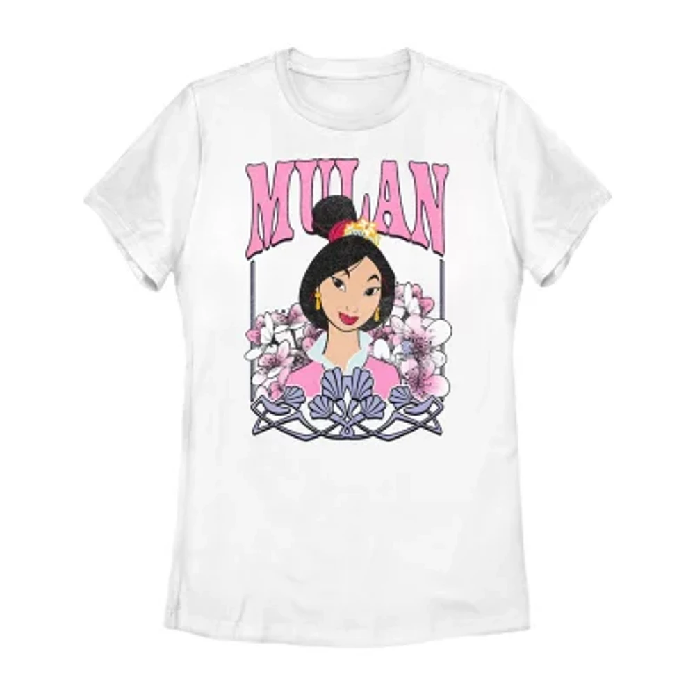 Disney Mulan Tee Womens Crew Neck Short Sleeve Regular Fit Princess Juniors Graphic T-Shirt