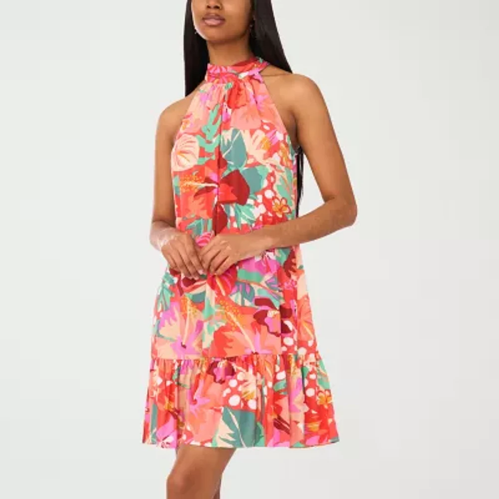 MSK Womens Sleeveless Floral Shift Dress