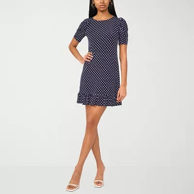 MSK Womens Short Sleeve Dots Shift Dress