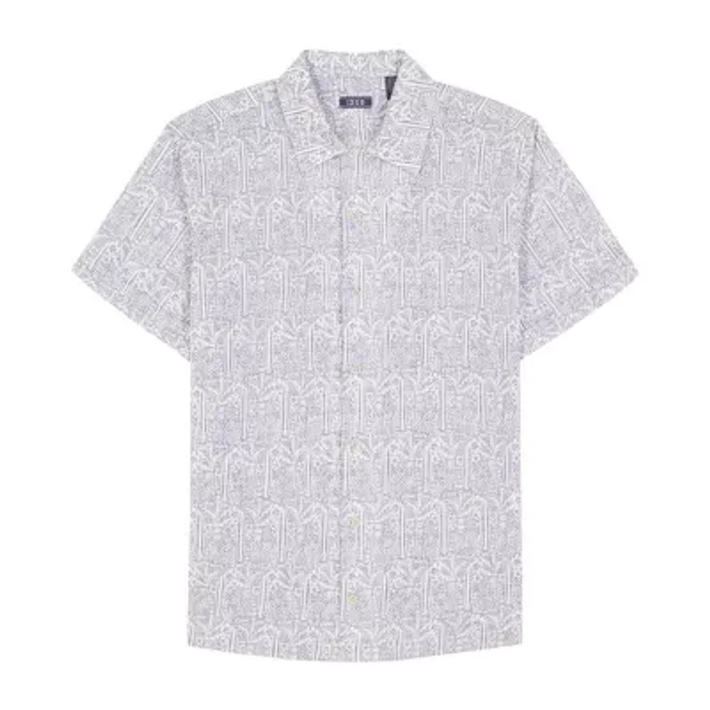 IZOD Saltwater Dune Texture Mens Short Sleeve Classic Fit Button-Down Shirt