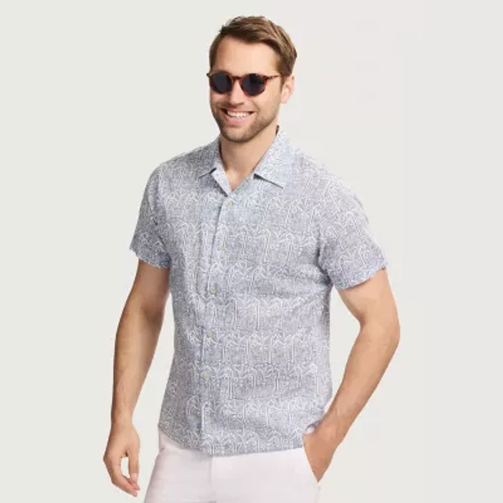IZOD Saltwater Dune Texture Mens Short Sleeve Classic Fit Button-Down Shirt