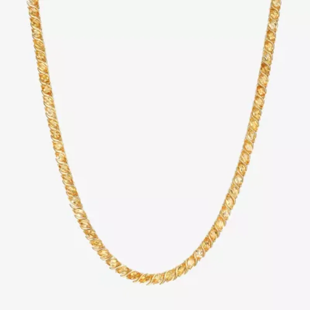 Womens Orange Citrine 18K Gold Over Silver Tennis Necklace