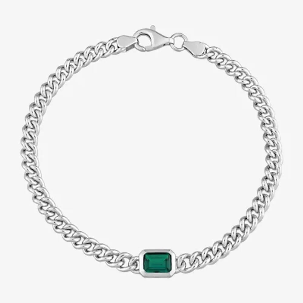 Womens Sterling Silver 7.5 Inch Solid Curb Chain Bracelet