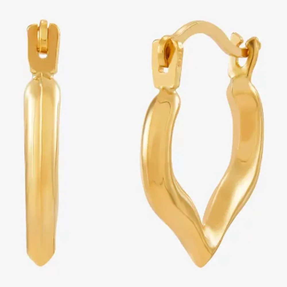 Womens 14K Gold 12.8mm Heart Hoop Earrings