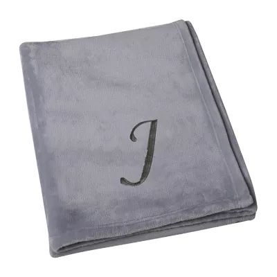 Swift Home Ultra Soft Embroidered Monogram Blanket 50"X60" Washable Midweight Throw