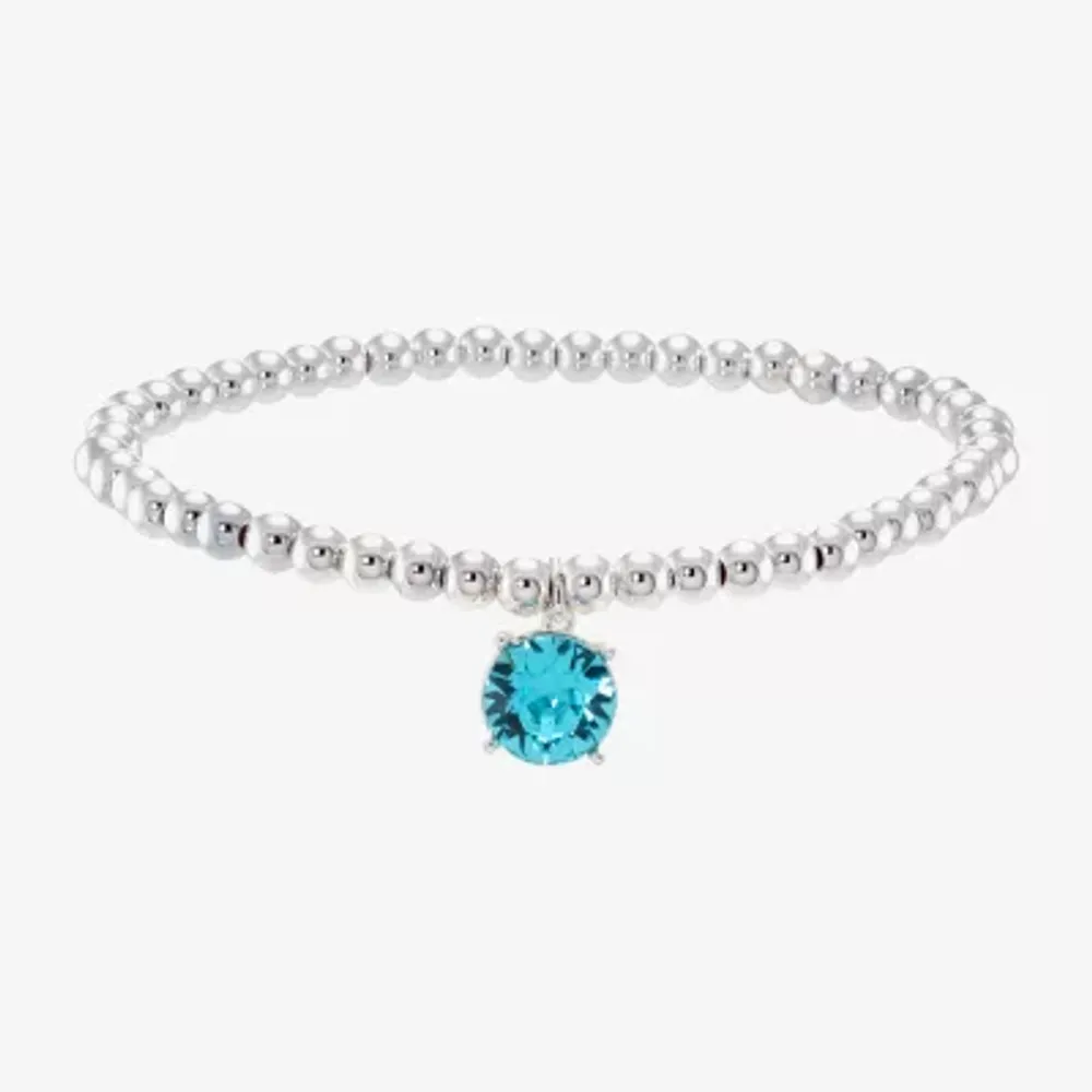 Sparkle Allure Stretch Womens Blue Crystal Round Beaded Bracelet